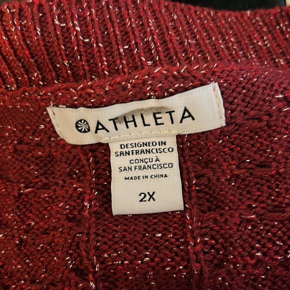 NWT Athleta decadent red metallic crew neck sweater - Picture 9 of 13